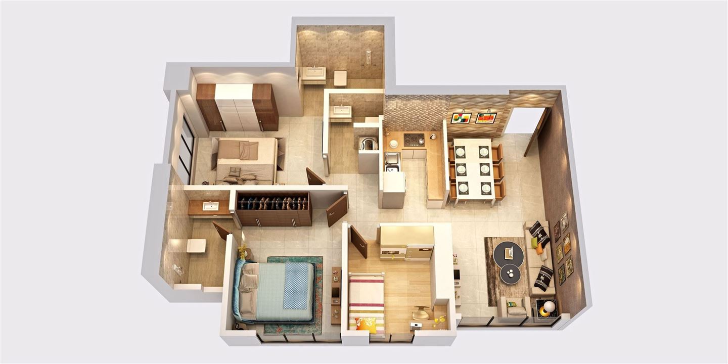 ZEN 3 Alternative - 781 Sq Ft 2.5BHK largest flexible layout option at Zenon Borivali East apartments